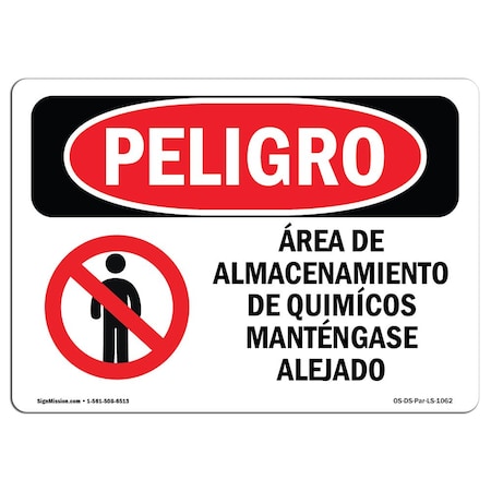 OSHA Danger, Chemical Storage Area Keep Out Spanish, 5in X 3.5in Decal